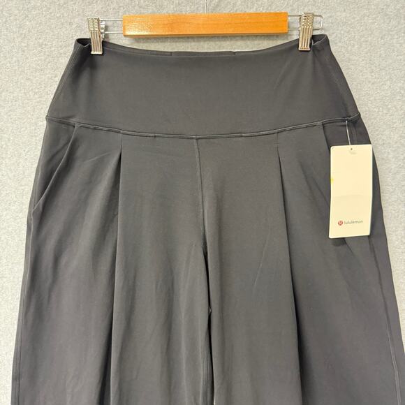 Lululemon Black Align Wide Leg Pleated Palazzo Pants Regular Boho Size 10 NWT - Picture 2 of 10